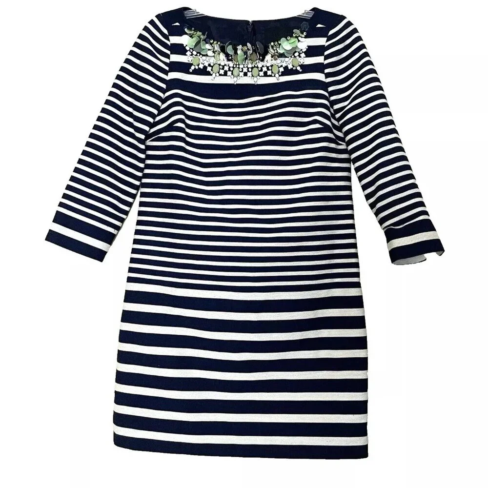 J. Crew Collection Striped Paillette Dress Size 00 Office Business Casual Office